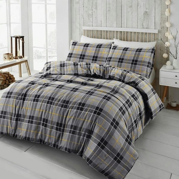 HomeSpace Direct Flannelette Tartan Check Brushed Cotton Duvet Cover Set