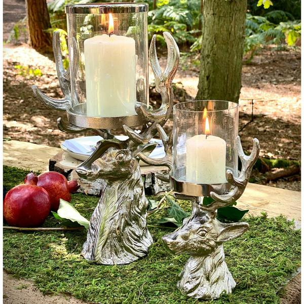 Culinary Concepts Stag Head Antler Hurricane Lantern
