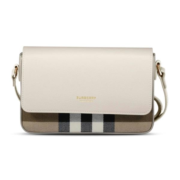Burberry 'New Hampshire' Leather Shoulder Bag Limestone Grey - chancefashionco