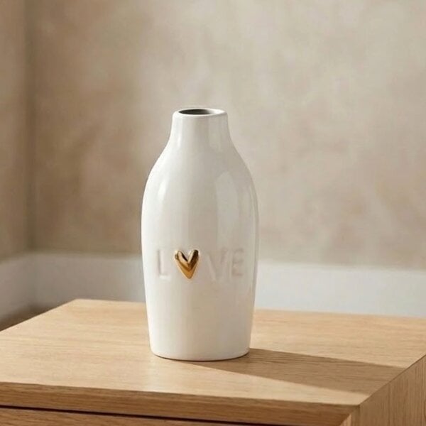 Garden Greatness Ceramic Vase with Gold Heart Design