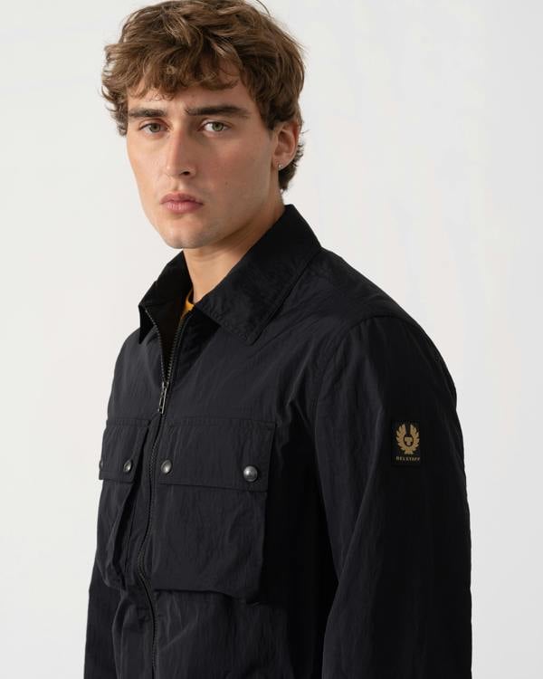 Close up of Belstaff Mens Tourer Overshirt - Black