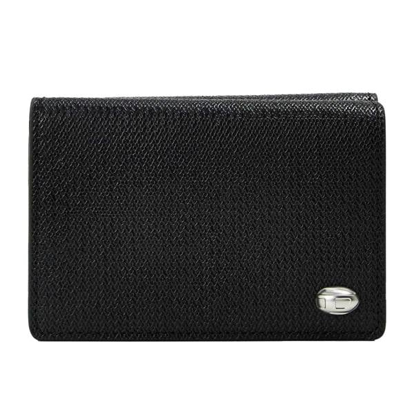 Diesel Tri-Fold Leather Textured Wallet - Black - 