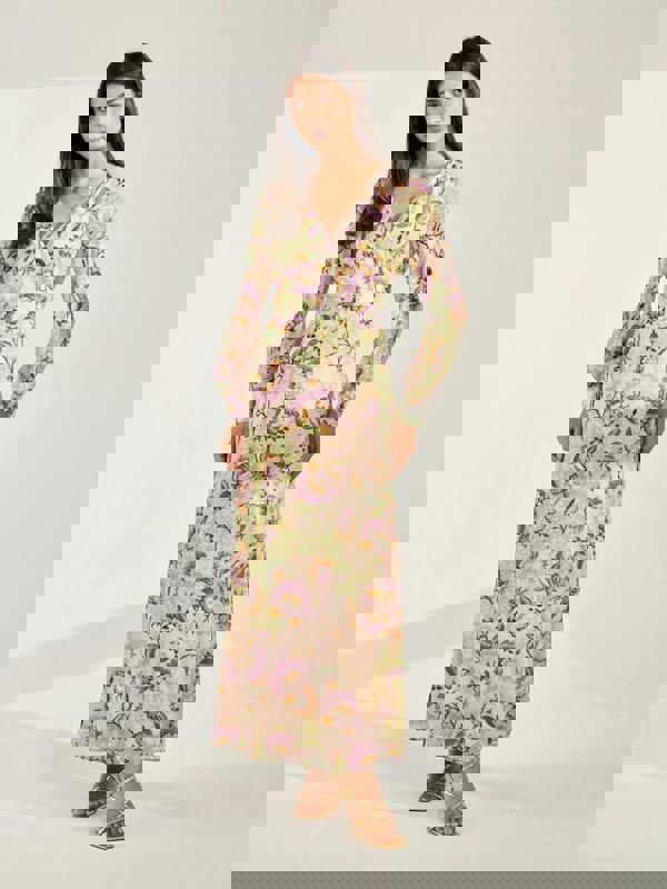 GWD Claudina Floral Print Maxi Wrap Dress