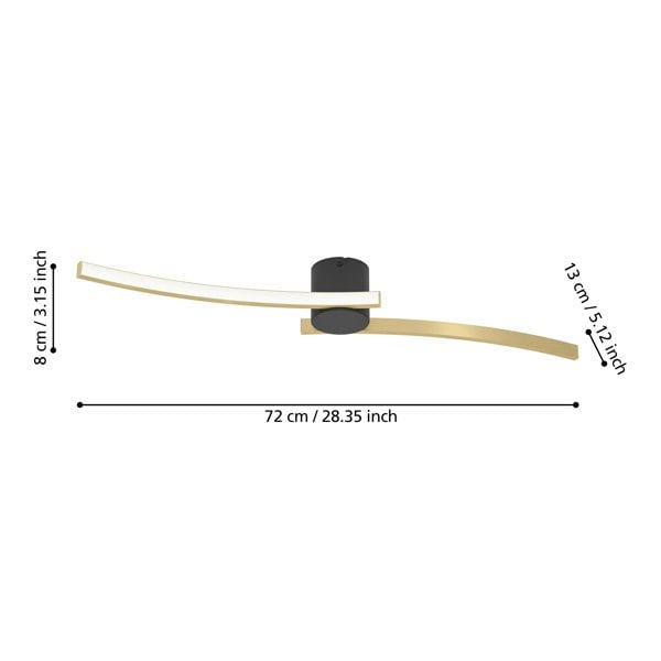 EGLO Aieta Black And Brushed Brass Minimalist Ceiling Light