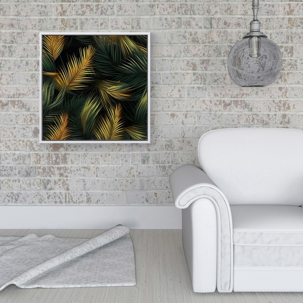 Warren Reed Golden Palm Leaves Framed Canvas