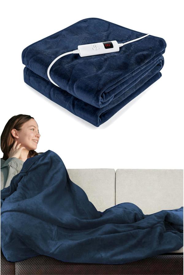Ezysleep Cosy Heated Over Throw Fleece Blanket With Adjustable Control