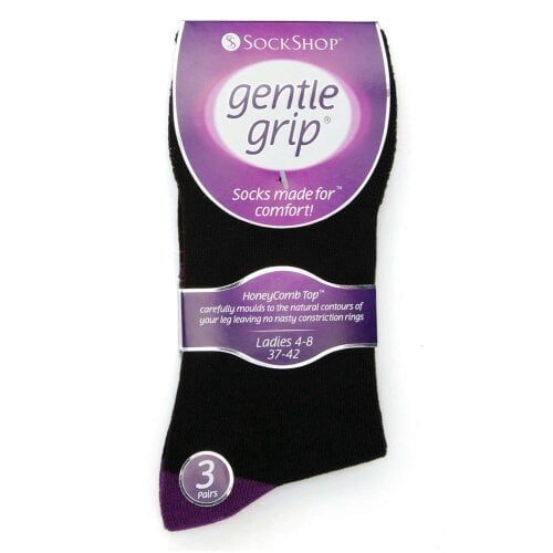 Gentle Grip 3 Pairs Ladies Cotton Rich Everyday Socks Gentle Grip Soft Top Comfort Socks