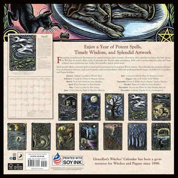 Witchcraft Llewellyn's Witches' Calendar 2027, Wall Calendars, Month To View, Art, Gift