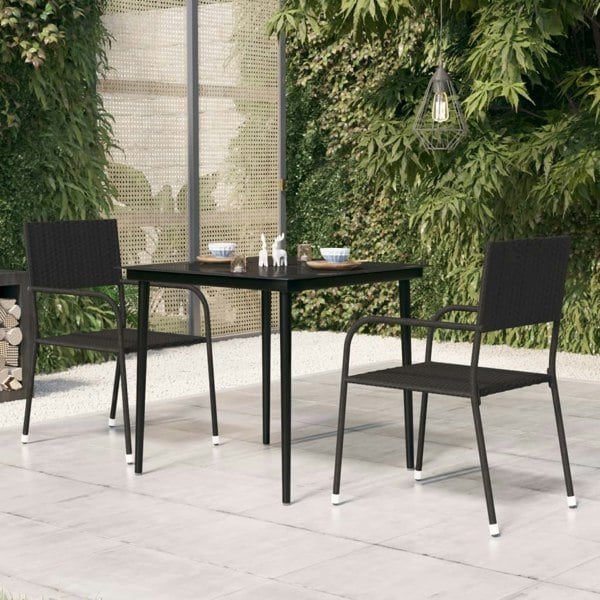Berkfield Garden Dining Table Black 80x80x74 cm Steel and Glass