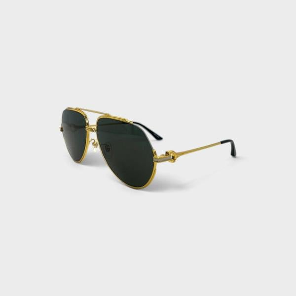 Supplied Fashion rounded sunglasses with gold metal frames and black lenses in a classic aviator-inspired design.