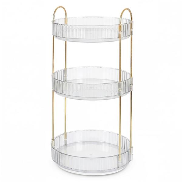 ilus Makeup Organiser 360 Rotating Spinning 3 Tiers Cosmetic Organizer White