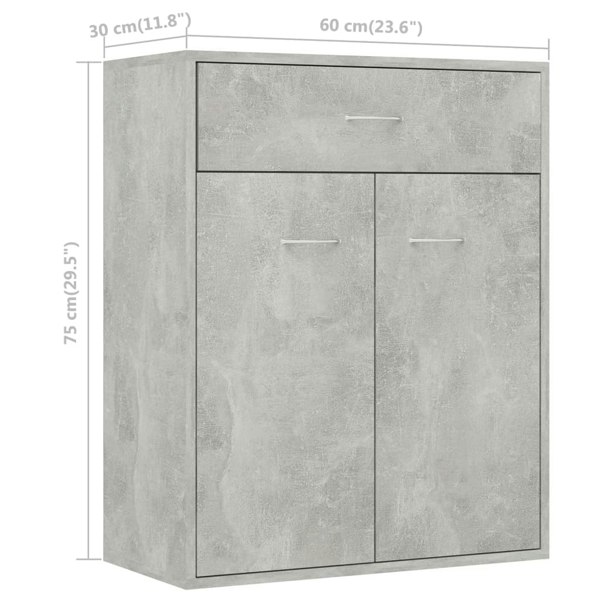 Berkfield Sideboard Concrete Grey 60x30x75 cm Engineered Wood