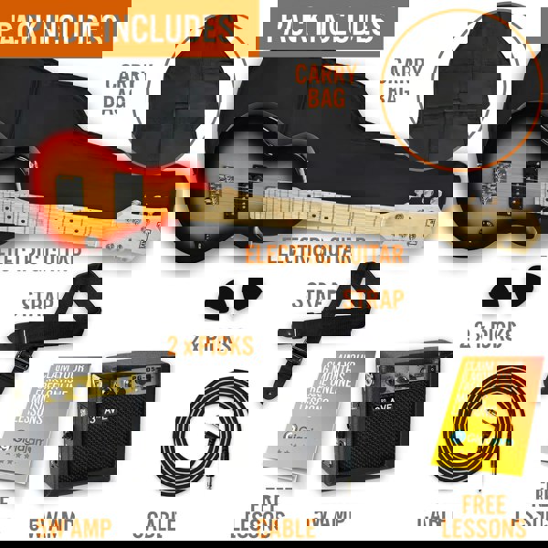 3rd Avenue Junior Electric Rock Guitar Pack - Sunburst