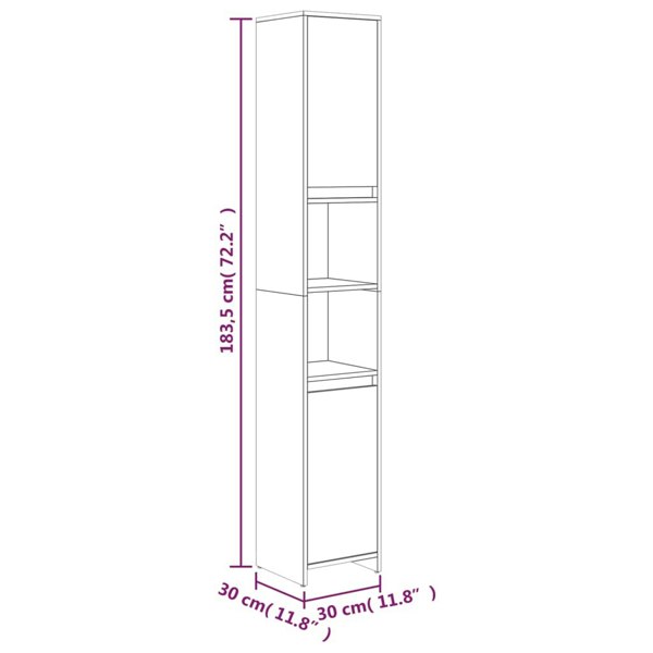 Berkfield Bathroom Cabinet Smoked Oak 30x30x183.5 cm Engineered Wood