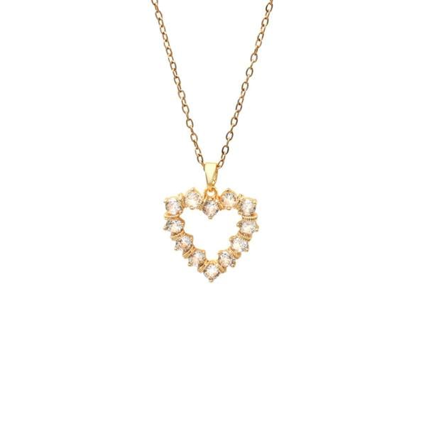 Say It With Heart Round Claw Open Necklace - Yellow Gold