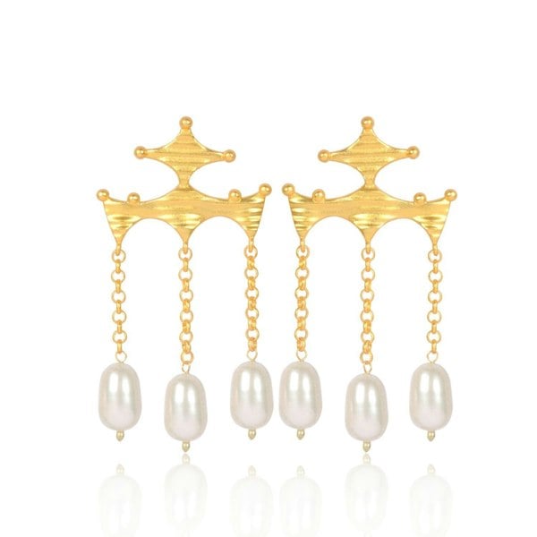 Lila Rasa Pearl Bead Drop Earrings