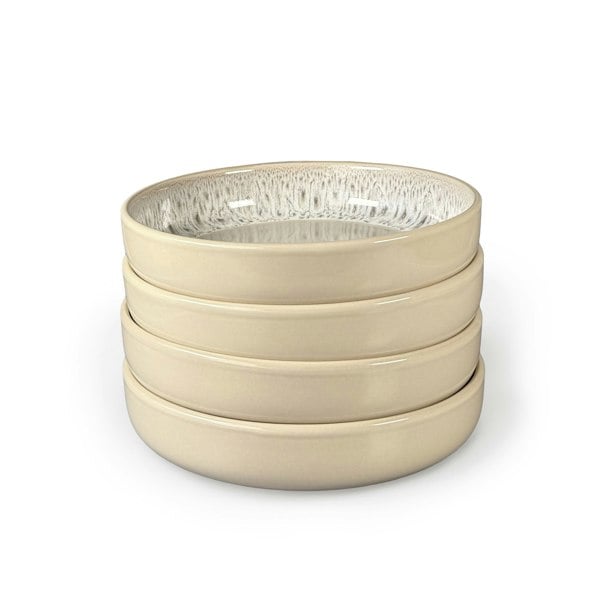 Scandi Home Set of Four Stockholm 20cm Oatmeal Reactive Glaze Ceramic Pasta Bowls