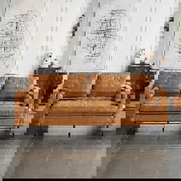 Porto Three Seater Sofa, Real Leather-Two Seater Sofa-Weilai Concept-Weilai Concept