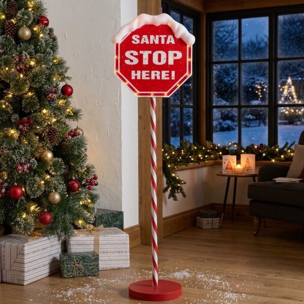 Garden Greatness Classic Battery Operated LED Santa Stop Sign