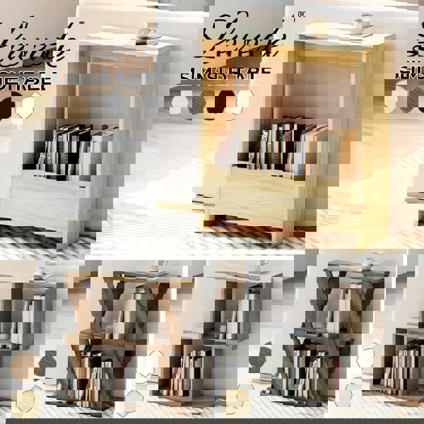 Levede Wood Side Table Narrow Sofa End Table for Living Room Storage Furniture