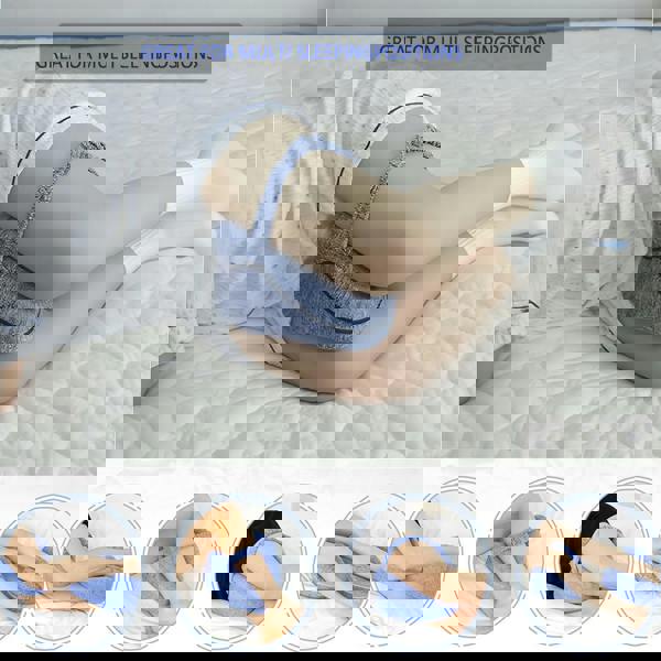 Gr8 Home Memory Foam Leg Knee Support Pillow Blue Side Sleeping Cushion With Strap Cover