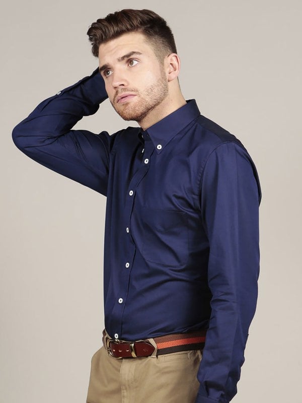 Thomas Mason Royal Oxford Navy Marine Shirt