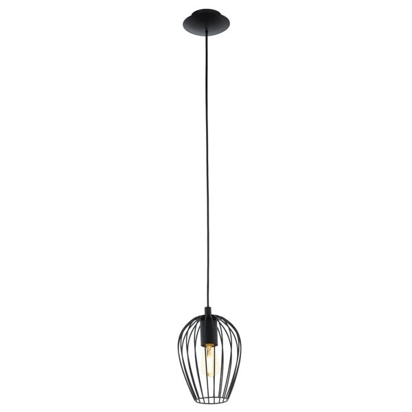 EGLO Newtown 1-Light Vintage Caged Hanging Pendant Light In Black