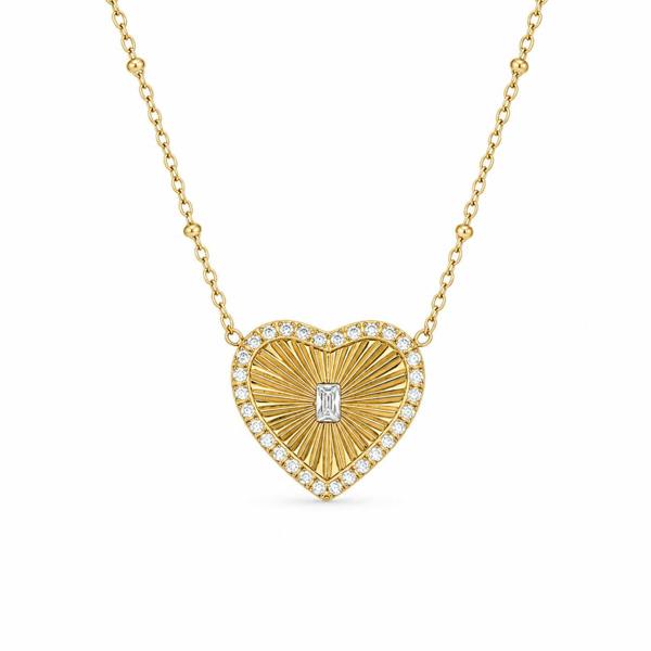 Say It With CZ Heart Necklace - Yellow Gold
