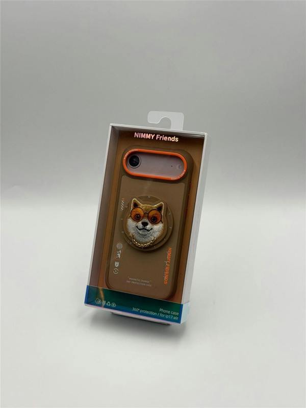Nimmy Friends Nimmy Glasses Cool Dog Face Case with Detachable MagSafe Grip Stand for iPhone 17 Air 6.5" Brown Orange - N-YJKM-CXZJ-IP17-AIR-012
