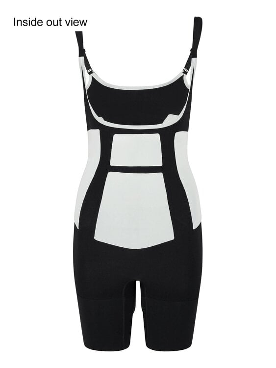 Perky Pear 360Sculpt™- Open bust Bodysuit-BLACK