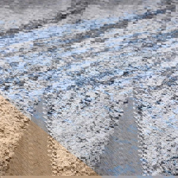 Eco-Washable Blue Rug Abstract Design