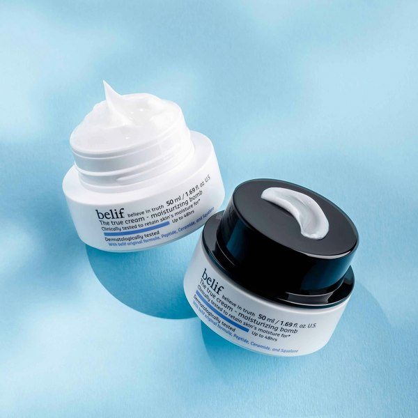 belif Moisturizing Bomb – Professional-grade "Topical Dermal Lipid Blanket & 26-Hour Non-Greasy Supple Filter" for securing a flawless skin base, shop at Atelier De Glow UK.