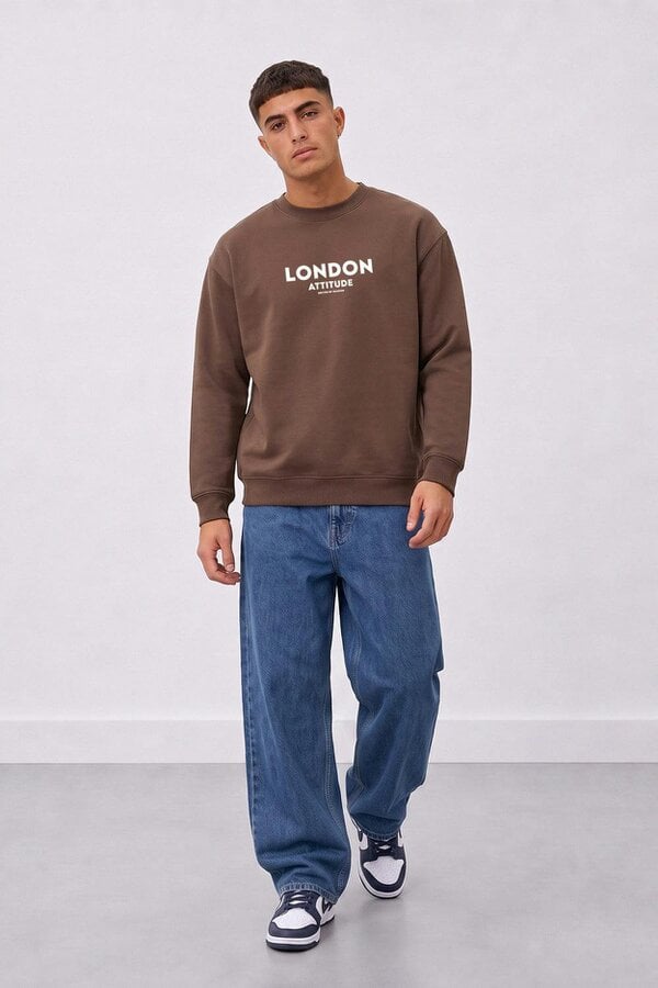 London Attitude Oversized Dragon Graphic Sweatshirt