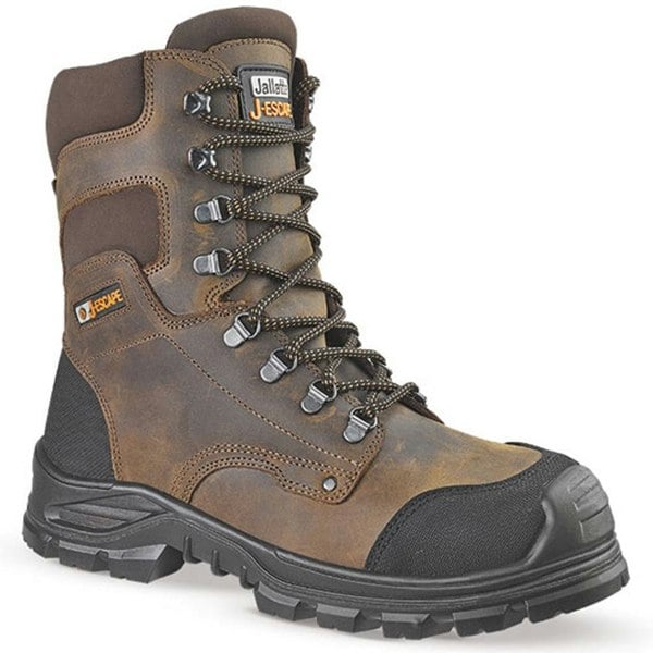 Jallatte Jalsequoia JJE42 Brown Full Grain Leather Hi Leg Steel Toe Mens Lace Up Boots