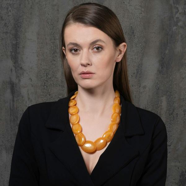 Long Yellow Chunky Statement Necklace for Women - namana.london