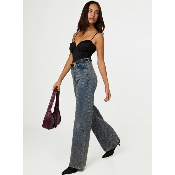 Pink Vanilla Diamante Wide Leg Jeans