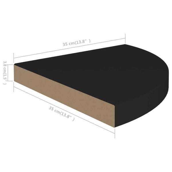 Berkfield Floating Corner Shelf Black 35x35x3.8 cm MDF