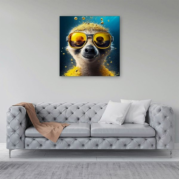 Warren Reed Meerkat With Golden Glasses Splash Art Canvas