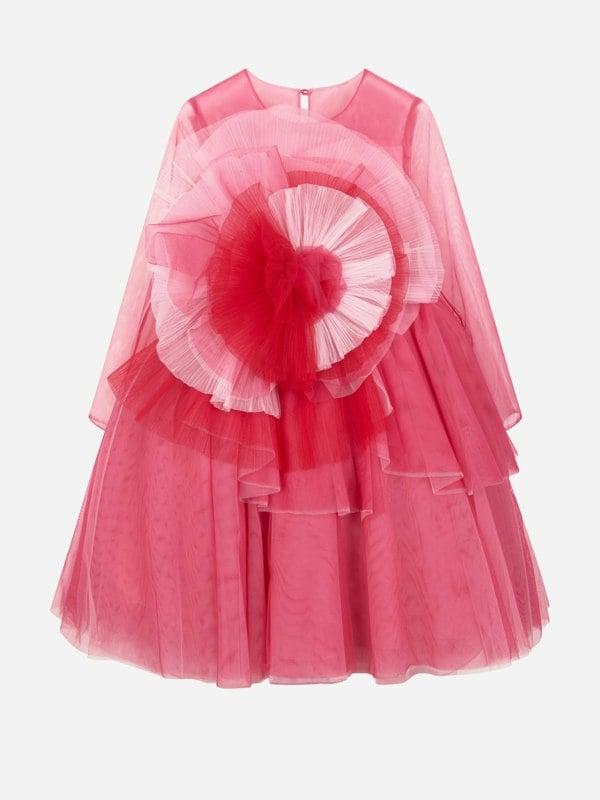 Marchesa Girls Volant Tulle Gown in Pink