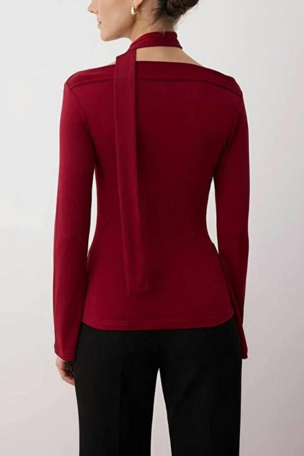 WOVCOR Knit Blouse with Shawl Detail