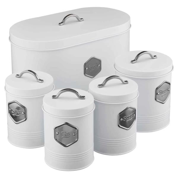 Cooks Professional 5 Piece Kitchen Storage Set | White / Silver
