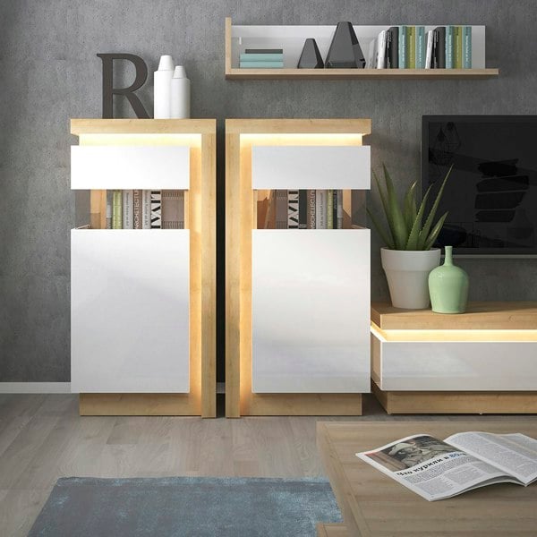 Furniture To Go Lyon Designer Coffee Table in Riviera Oak/White High Gloss