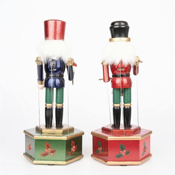 30cm Wooden Musical Nutcracker Soldier Christmas Decoration with Wind-Up Music and Hand-Painted Finish image 3