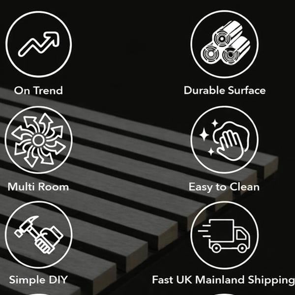 Panel Haus Concrete Acoustic Slat Wall Panel - 240cm x 32cm (2 pack)