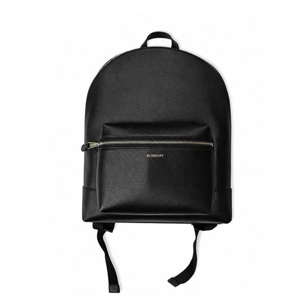 Burberry Jeff Mens Leather Backpack -  Black Grain
