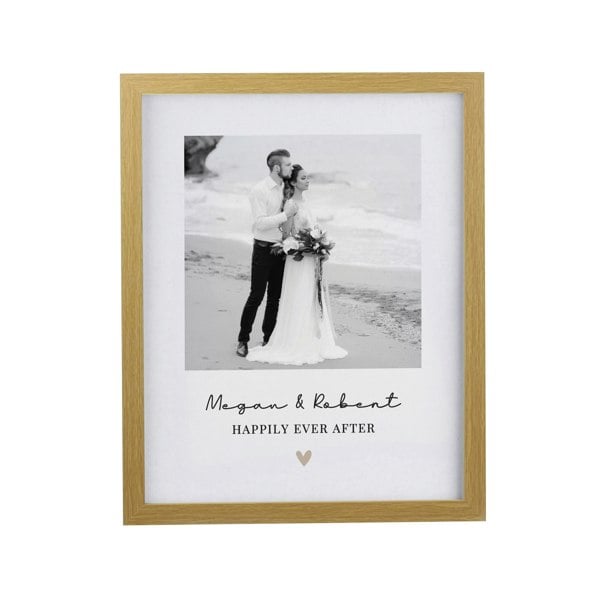 Personalised Memento Company Personalised Heart Photo Upload Oak Poster Frame