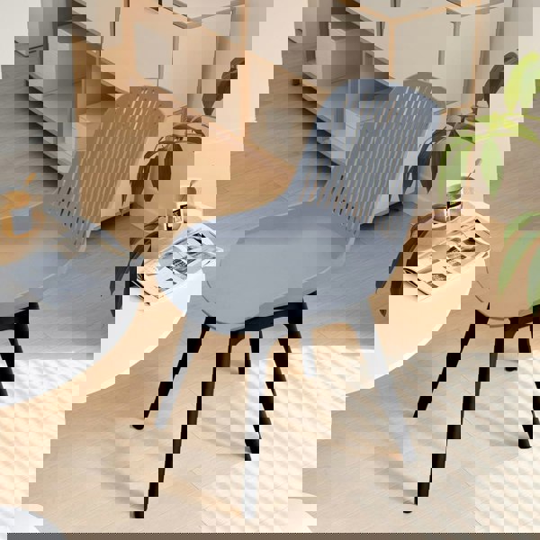 Classic White Plastic Chair, Set of Four, Durable and Lightweight Living and Home