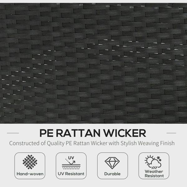 Black PE rattan wicker panel with woven texture close-up