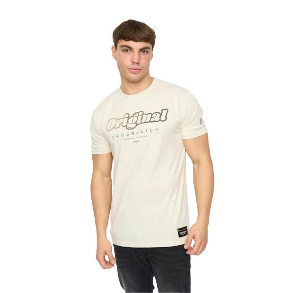 Crosshatch Mens Hybridge T-Shirt - Off White