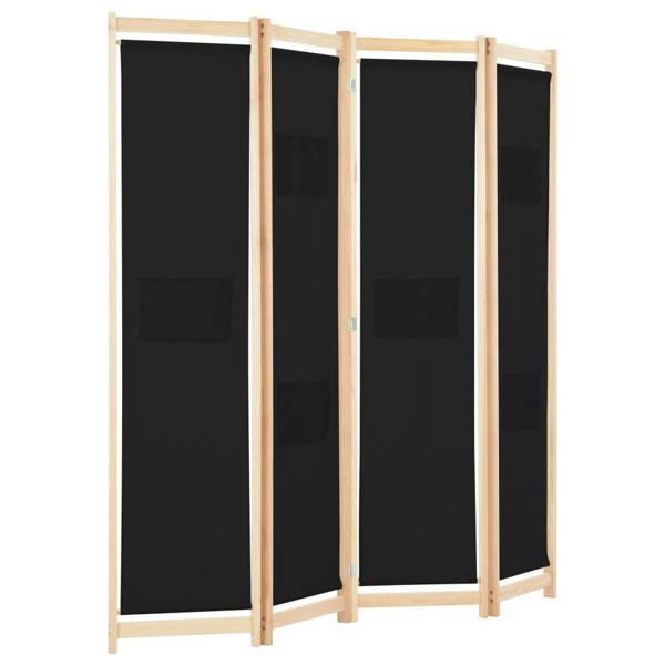 Berkfield 4-Panel Room Divider Black 160x170x4 cm Fabric